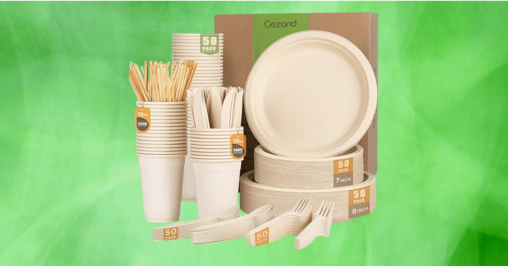 Gezond 350pcs Compostable Paper Plates Set