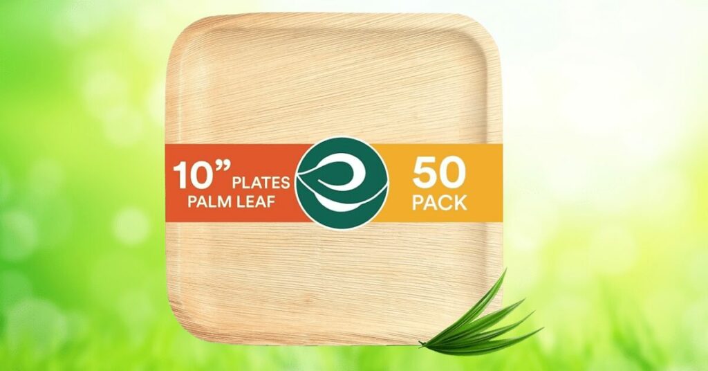 ECO SOUL Compostable 10 Inch Palm Leaf Square Plates