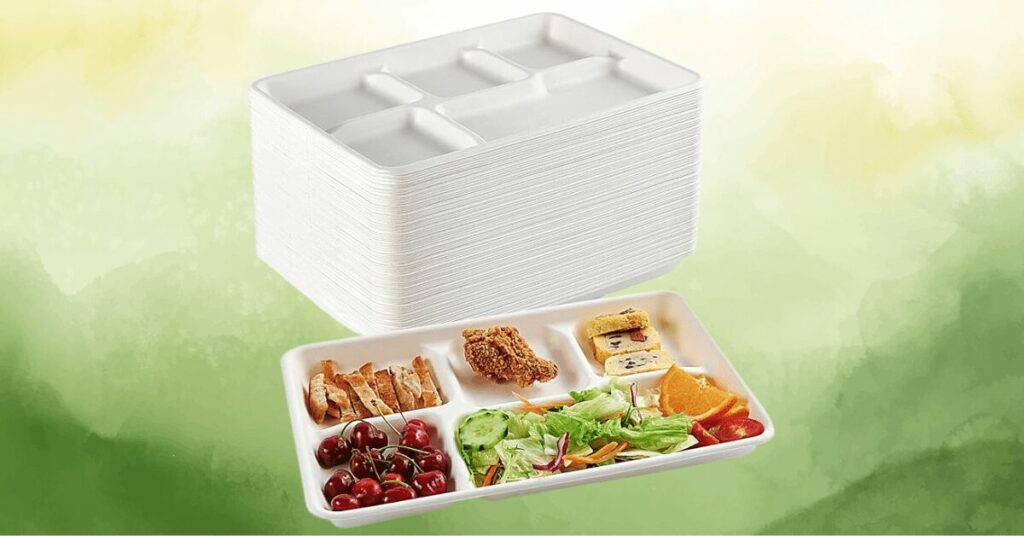 ECOLipak 100% Compostable 5 Compartment Plates